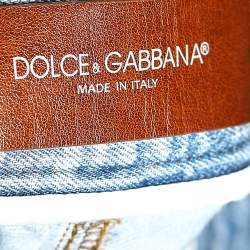 مملوكة مسبقًا Dolce & Gabbana Blue Distressed Denim 14 Gold Fit Jeans S