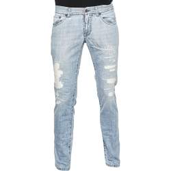 مملوكة مسبقًا Dolce & Gabbana Blue Distressed Denim 14 Gold Fit Jeans S