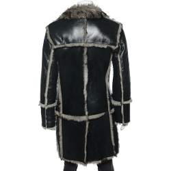 Dolce & Gabbana Black Leather & Fur Reversible Button Front Coat XL