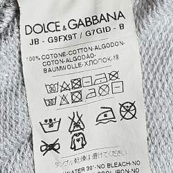 Pre Owned هودي دولتشي أند غابانا تريكو قطن طباعة زهور مونوكروم مقاس كبير