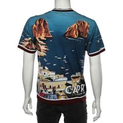 مملوكة مسبقًا Dolce & Gabbana Multicolor Capri Printed Cotton Crewneck T-Shirt S
