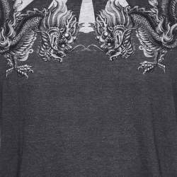 مملوكة مسبقًا Dolce & Gabbana Grey Dragon Printed Cotton Crewneck T-Shirt L