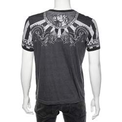 مملوكة مسبقًا Dolce & Gabbana Grey Dragon Printed Cotton Crewneck T-Shirt L