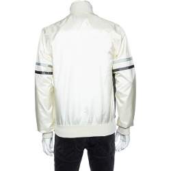 Pre Owned Dolce & Gabbana Grey & Cream Colorblock Synthetic Zip Front Jacket L