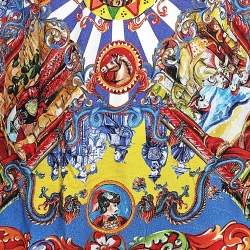 مملوكة مسبقًا Dolce & Gabbana Multicolor Sicilian Chinoiserie Print Cotton Polo T-Shirt L