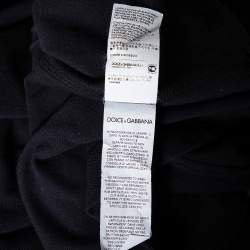 مملوكة مسبقًا Dolce & Gabbana Black Cotton Pique Logo Crest Embroidered Polo T-Shirt L