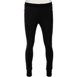 مملوكة مسبقًا Dolce & Gabbana Black & Grey Trimmed Wool Track Pants M