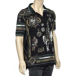 مملوكة مسبقًا تي شيرت دولتشي & غابانا بولو قطن مطبوع متعدد الألوان مقاس كبير جدًا جدًا جدًا - إكس إكس إكس لارج