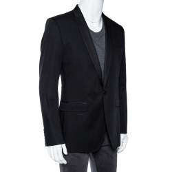 مملوكة مسبقًا جاكيت بليزر دولتشي أند غابانا صوف أسود بصف أزرار واحد مقاس متوسط - ميديوم