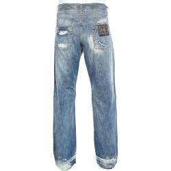 Pre Owned بنطلون جينز دولتشي & غابانا 20  دينم  أزرق ممزق بقصة فضفاضة مقاس كبير - لارج