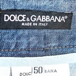 Pre Owned بنطلون جينز دولتشي & غابانا 20  دينم  أزرق ممزق بقصة فضفاضة مقاس كبير - لارج