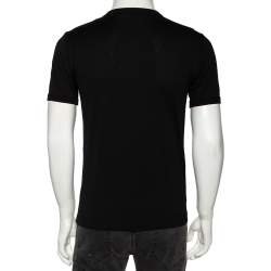 Pre Owned Dolce & Gabbana Black Cotton Knit Buttoned Crewneck T-Shirt S