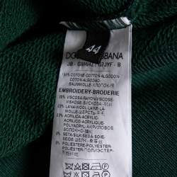 Pre Owned Dolce & Gabbana Green Cotton Appliqued Crewneck Sweatshirt XS