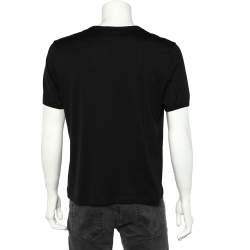 مملوكة مسبقًا Dolce & Gabbana Black Cotton Logo Plaque Detail Crewneck T-Shirt XL