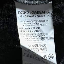 مملوكة مسبقًا Dolce & Gabbana Black Cotton Logo Plaque Detail Crewneck T-Shirt XL