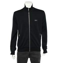 Pre Owned جاكيت دولتشي أند غابانا قطن تريكو أسود بسحاب أمامي مقاس كبير جدًا - إكس لارج