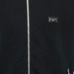 Pre Owned جاكيت دولتشي أند غابانا قطن تريكو أسود بسحاب أمامي مقاس كبير جدًا - إكس لارج