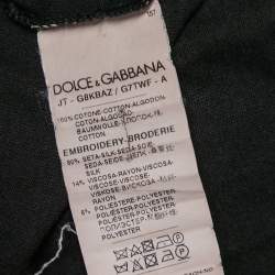 Pre Owned Dolce & Gabbana Black Cotton Logo Applique Detailed T-Shirt XL