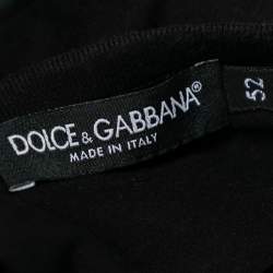 Pre Owned Dolce & Gabbana Black Cotton Logo Applique Detailed T-Shirt XL