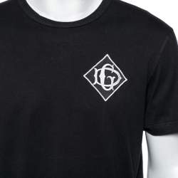 Pre Owned Dolce & Gabbana Black Cotton Logo Applique Detailed T-Shirt XL