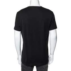 Pre Owned Dolce & Gabbana Black Cotton Logo Applique Detailed T-Shirt XL