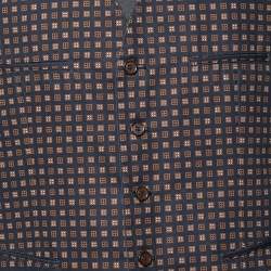 Pre Owned Dolce & Gabbana Navy Blue & Brown Printed Cotton Waistcoat L