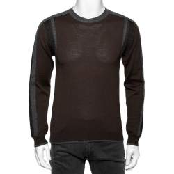 Pre Owned Dolce & Gabbana Brown Wool Knit Long Sleeve Sweater S