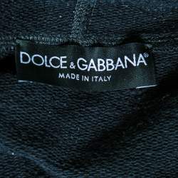 Pre Owned Dolce & Gabbana Navy Blue Cotton Logo Plaque Vintage Hoodie XXL