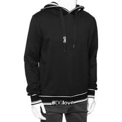 Pre Owned Dolce & Gabbana Black DG Love Printed Cotton Hoodie L 