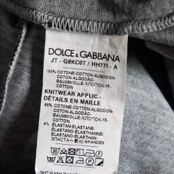 Pre Owned Dolce & Gabbana Black Printed Cotton Crew Neck T Shirt S