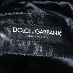 Pre Owned Dolce & Gabbana Black Leather Zip Front Jacket S