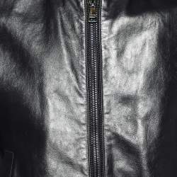 Pre Owned Dolce & Gabbana Black Leather Zip Front Jacket S