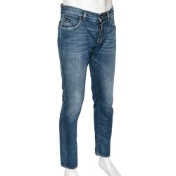 Pre Owned Dolce & Gabbana Blue Denim Distressed Jeans M