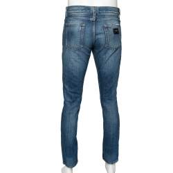 Pre Owned Dolce & Gabbana Blue Denim Distressed Jeans M