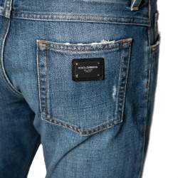 Pre Owned Dolce & Gabbana Blue Denim Distressed Jeans M