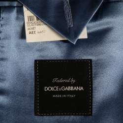 مملوكة مسبقًا بليزر دولتشي أند غبانا بصدرية واحدة حرير جاكار مخطط أزرق مقاس كبير - لارج