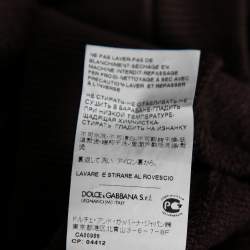 Pre Owned Dolce & Gabbana Brown Knit Logo Patch Long Sleeve Sweater XL