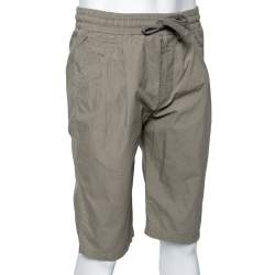 Pre Owned Dolce & Gabbana Olive Green Cotton Elasticized Waist Bermuda Shorts M