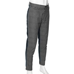 مملوكة مسبقًا Dolce & Gabbana Grey Cotton & Blue Distressed Denim Paneled Pants M