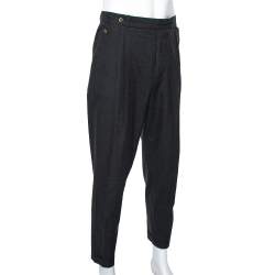 Pre Owned بنطلون دولتشي أند غابانا قطن رصاصي فحمي بأرجل ضيقة مقاس كبير - لارج