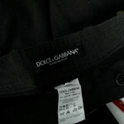 Pre Owned بنطلون دولتشي أند غابانا قطن رصاصي فحمي بأرجل ضيقة مقاس كبير - لارج