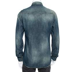 مملوكة مسبقًا Dolce & Gabbana Navy Blue Denim Sicilia Shirt M