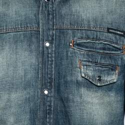 مملوكة مسبقًا Dolce & Gabbana Navy Blue Denim Sicilia Shirt M