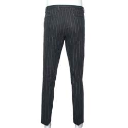 مملوكة مسبقًا Dolce & Gabbana Charcoal Grey Striped Cotton Pants L