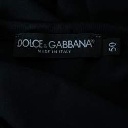 Pre Owned Dolce & Gabbana Navy Blue Cotton DG Embroidered Top L