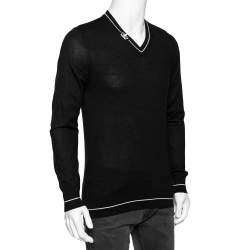 Pre Owned Dolce & Gabbana Black Cashmere Long Sleeve Sweater L