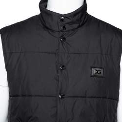 Pre Owned Dolce & Gabbana Black Synthetic Sleeveless Puffer Jacket L