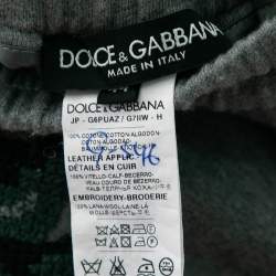 مملوكة مسبقًا Dolce & Gabbana Grey Cotton Knit Patch Detail Sweatpants XS