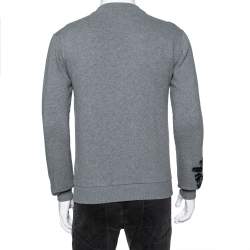 Pre Owned بلوفر دولتشي آند غابانا  تريكو قطن رصاصي برقعة مقاس صغير جدًا - إكس سمول