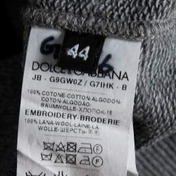 Pre Owned بلوفر دولتشي آند غابانا  تريكو قطن رصاصي برقعة مقاس صغير جدًا - إكس سمول